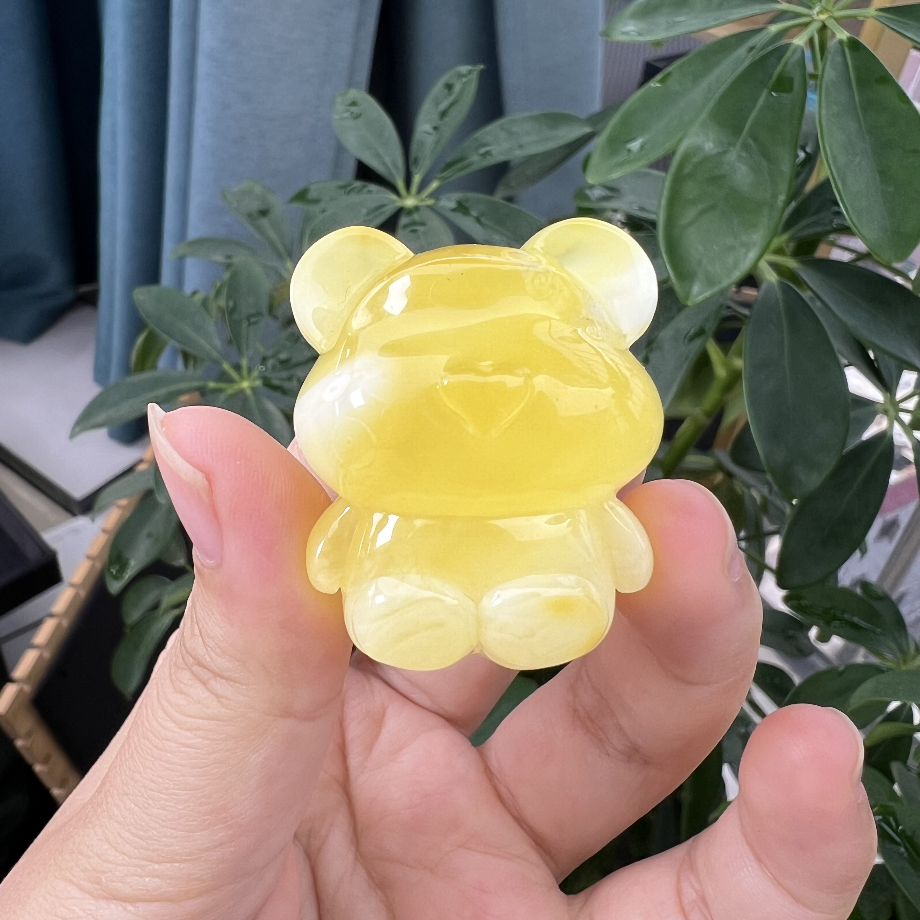 天然妖花金白蜜蜡小熊吊坠15.8g带证书