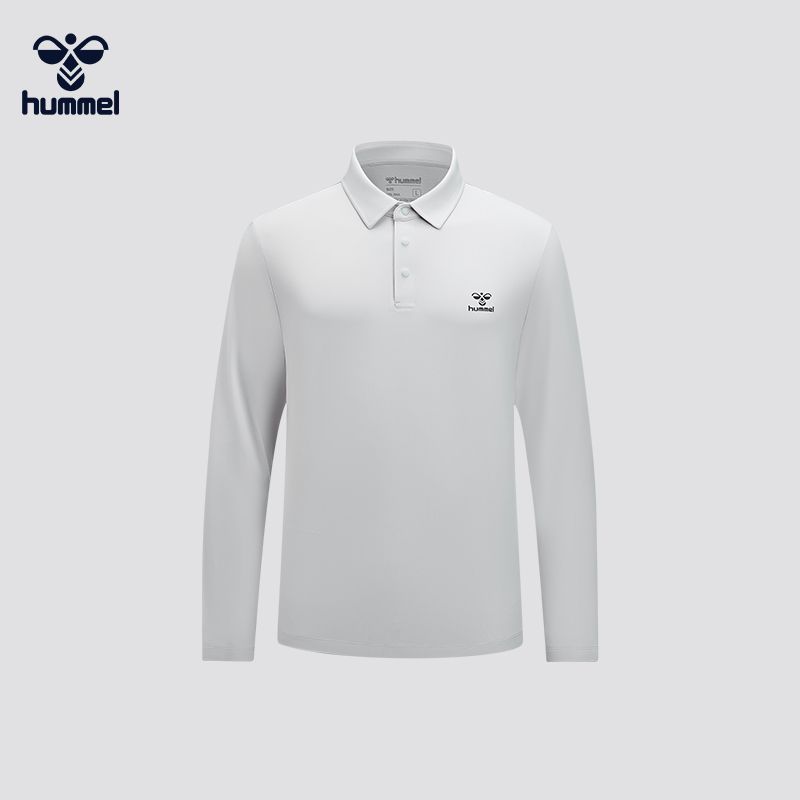 HUMMEL流光风户外休闲Polo衫男子秋冬保暖长袖T恤翻领上衣