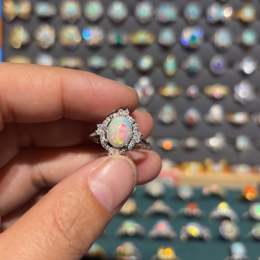 欧泊银S925镶嵌戒指戒指