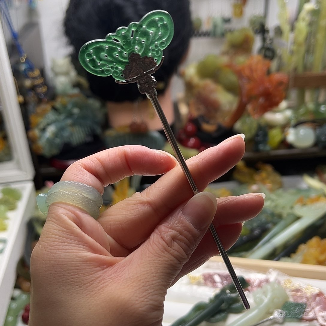 翡翠发饰合金翡翠发簪