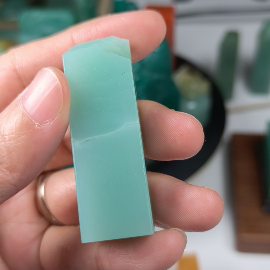 昌化石印石梅子青素章