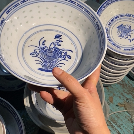 景德镇陶瓷青花兰花8寸碗