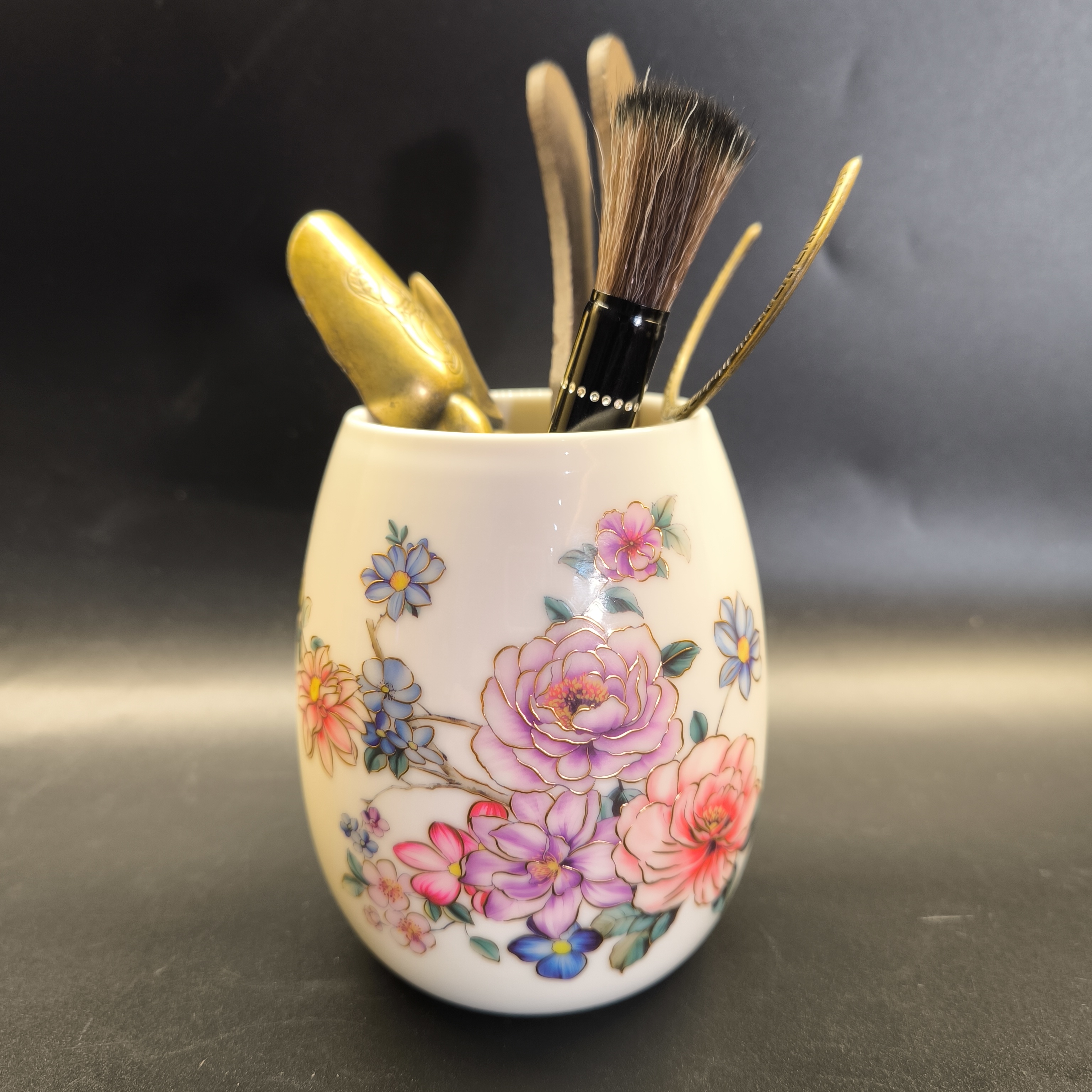 金线术阳花白瓷玉手工净茶道茶刀桶搭配陶瓷六君子茶具配件1663