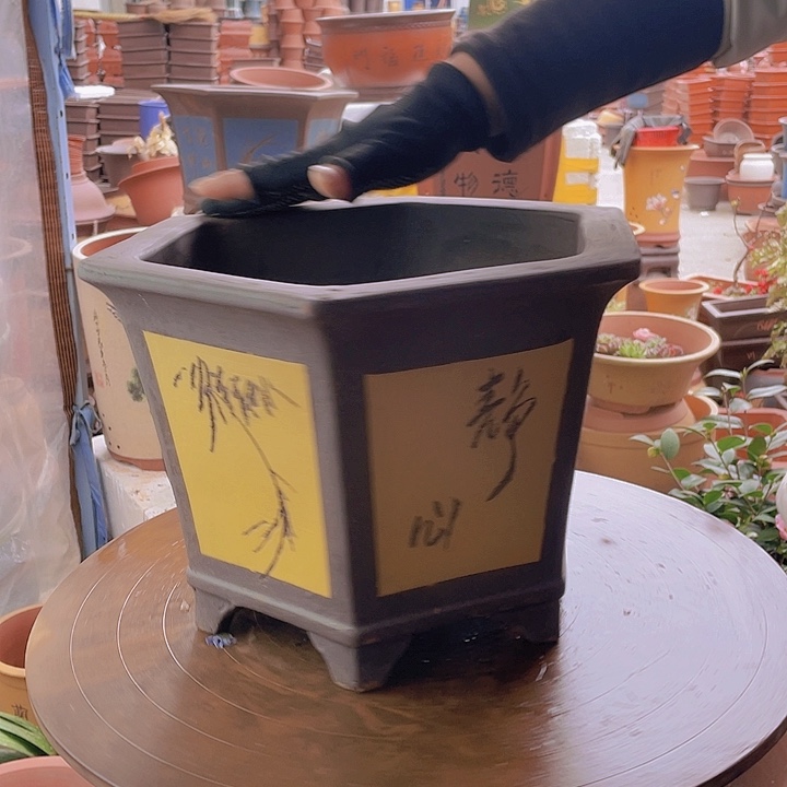 宜兴紫砂黄六方32