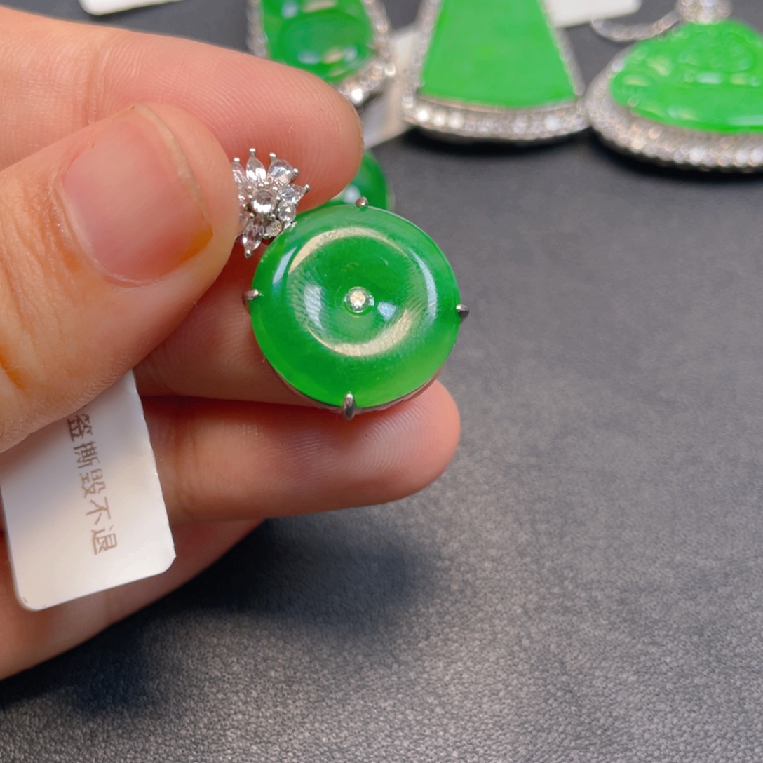 翡翠银S925镶嵌吊坠(不含链)