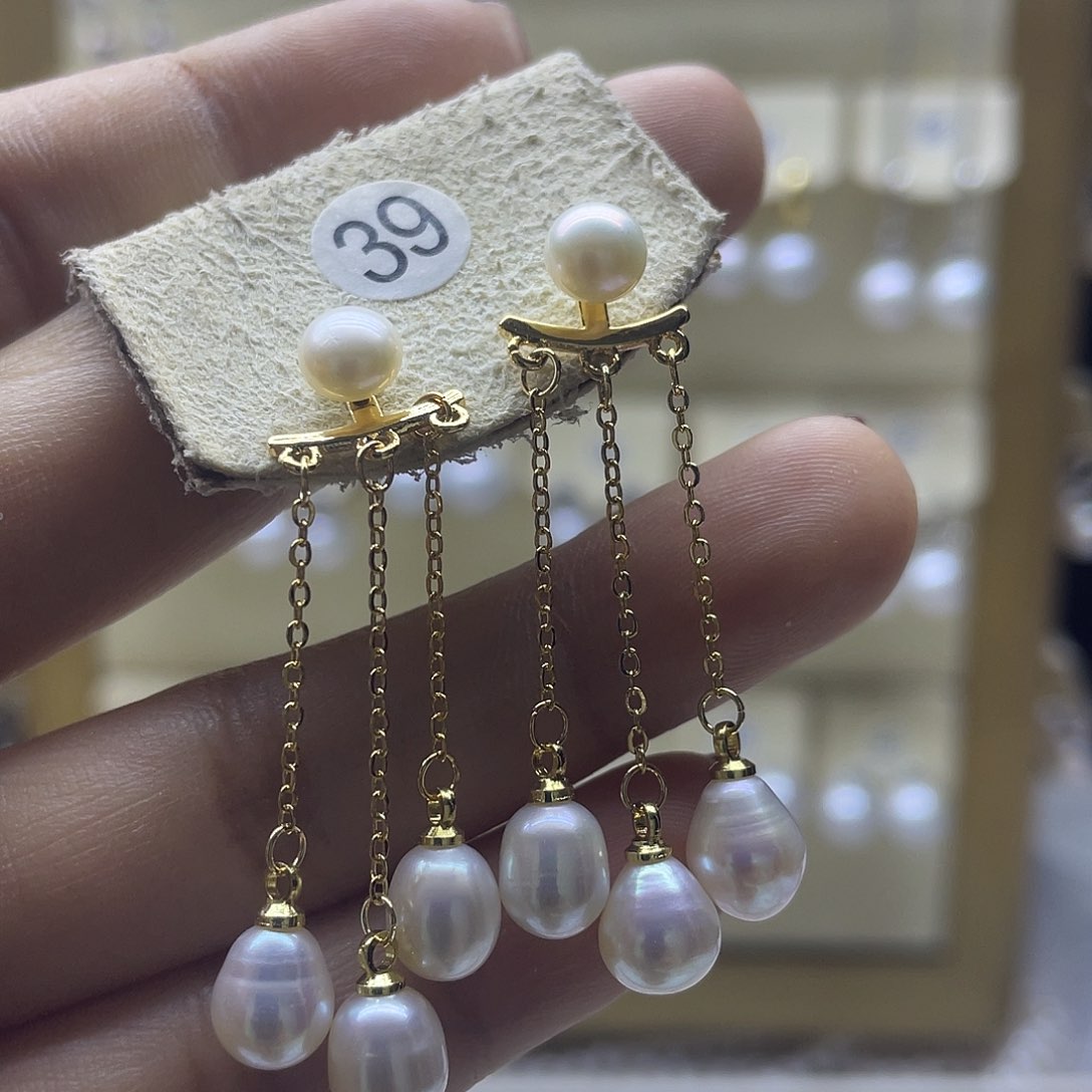 淡水珍珠耳饰银S925镶嵌