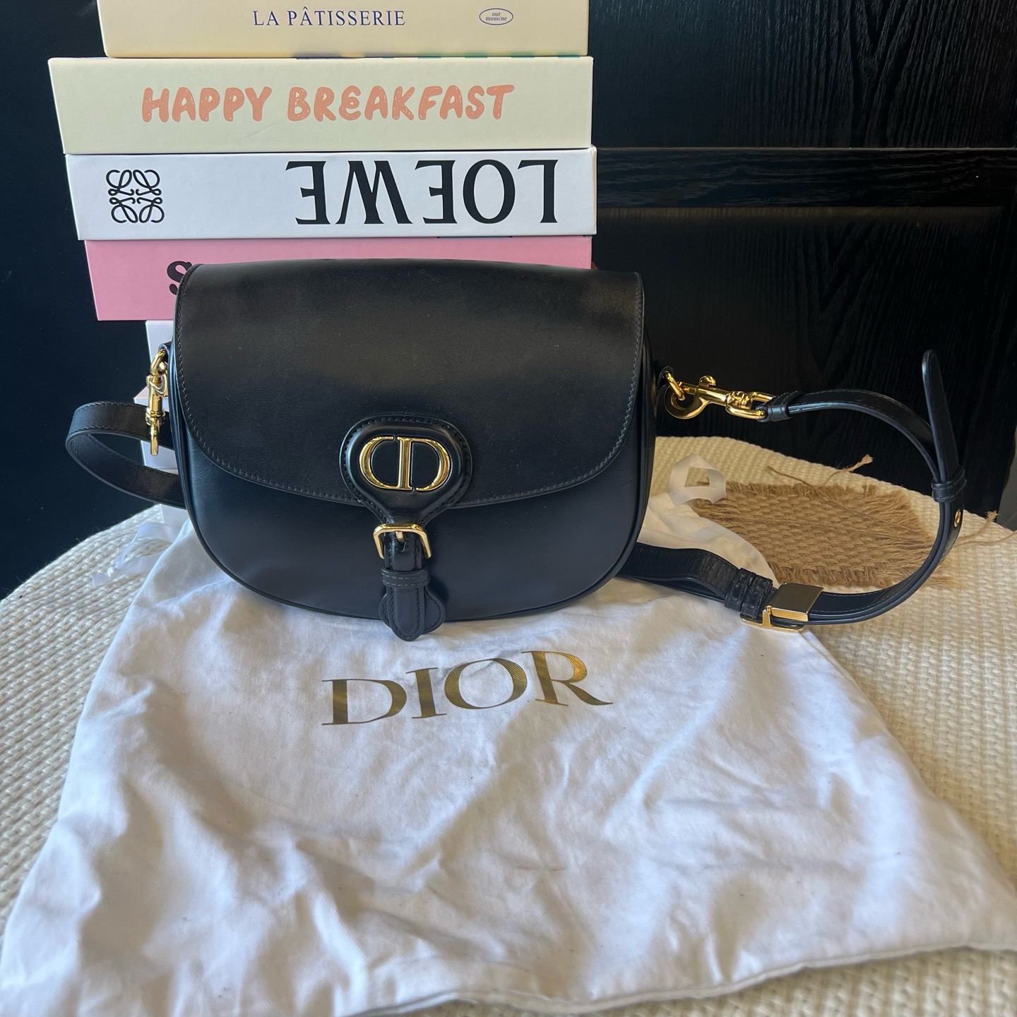 99新 DIOR/迪奥 黑色bobby中号斜挎包单肩包