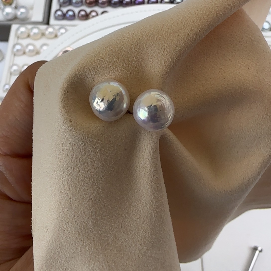 淡水珍珠耳饰银S925镶嵌沧****成