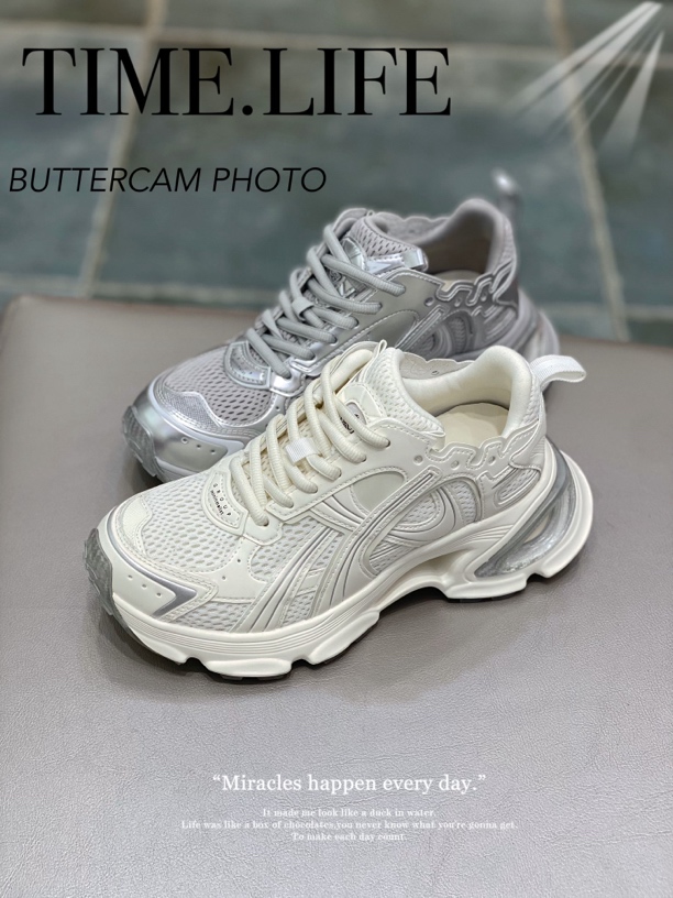 高端轻便舒适老爹鞋时尚网面透气潮鞋真皮潮流