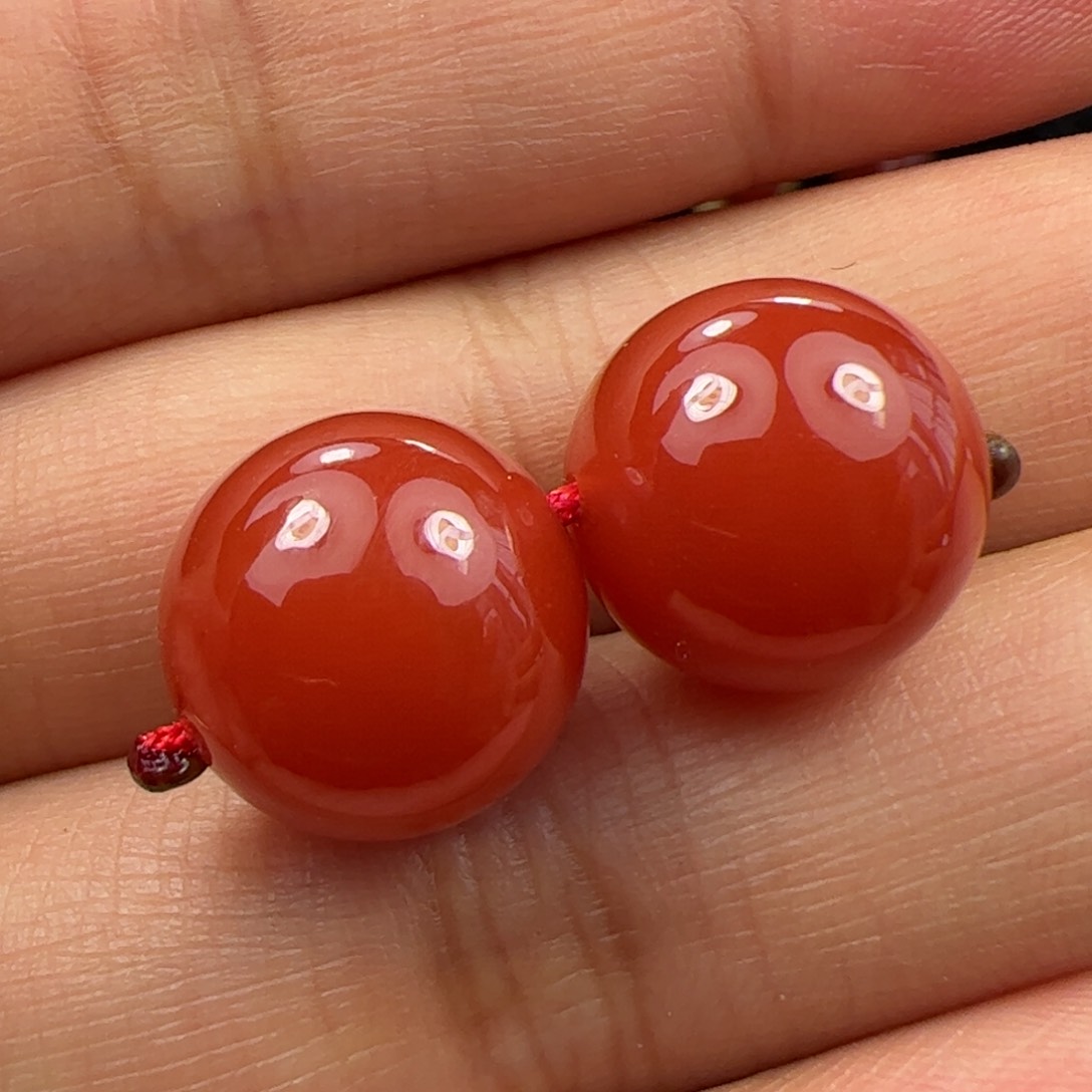 未镶嵌13mm对珠南红玛瑙