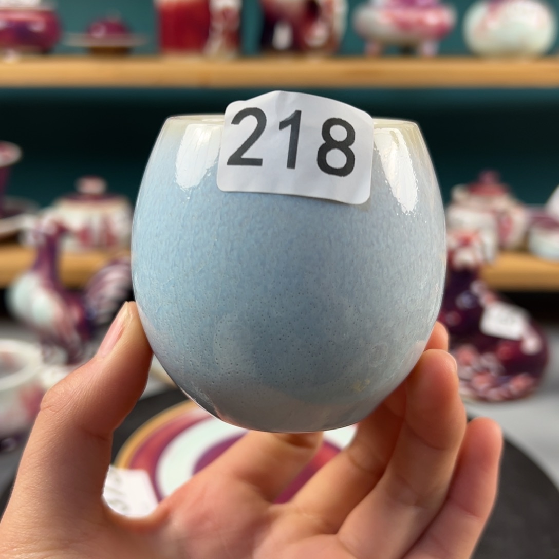 瓷片微瑕龙蛋杯玉石釉纯手工