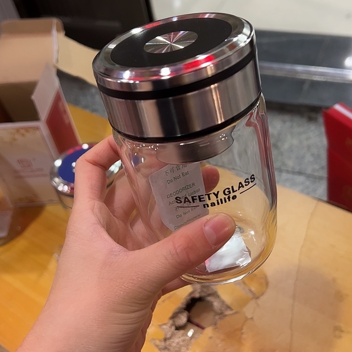 那艾生活单层烫手玻璃杯330黑色玻璃杯