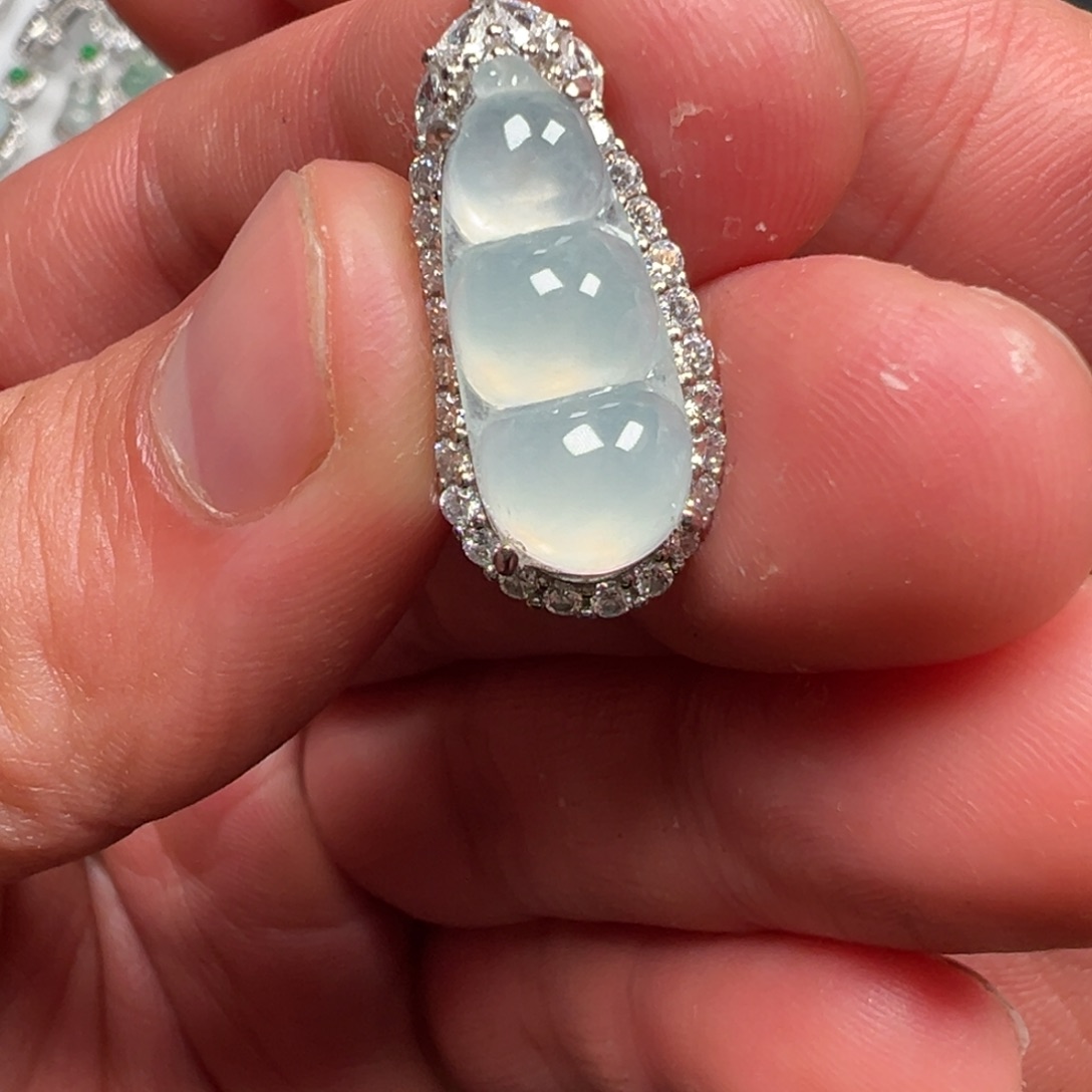 翡翠银S925镶嵌吊坠(不含链)