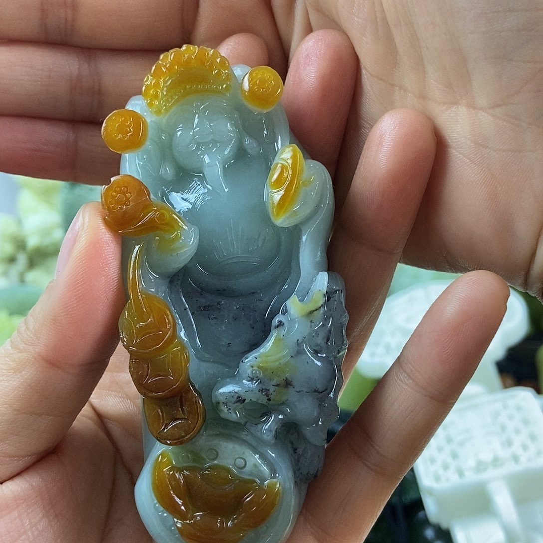 蛇纹石玉合金手把龙*