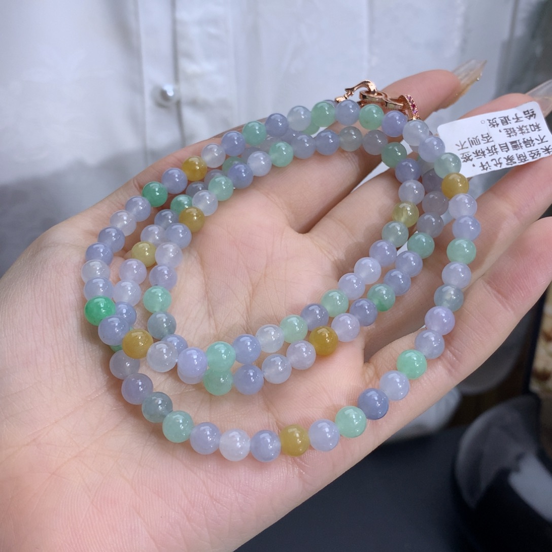 翡翠手链未镶嵌卡6.0冰胶多宝项链
