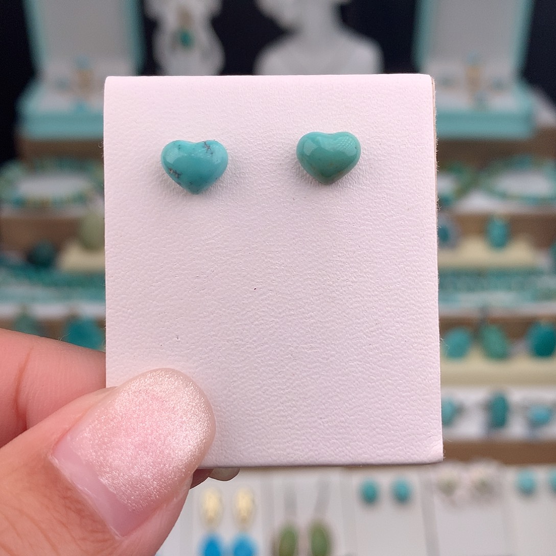 绿松石银S925镶嵌耳饰