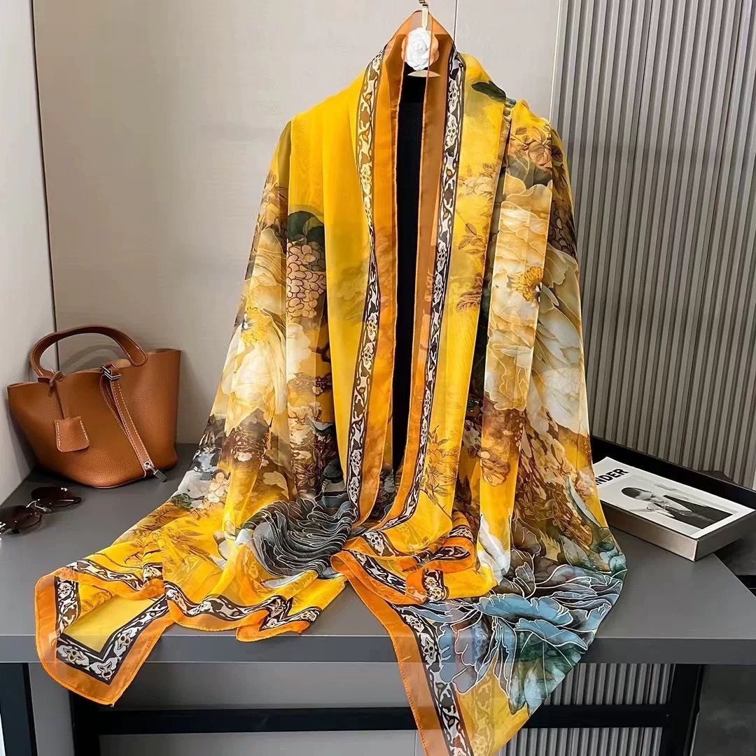 S20 国色天香180*120 女士围巾披肩多功能包头旅游拍照防晒纱巾