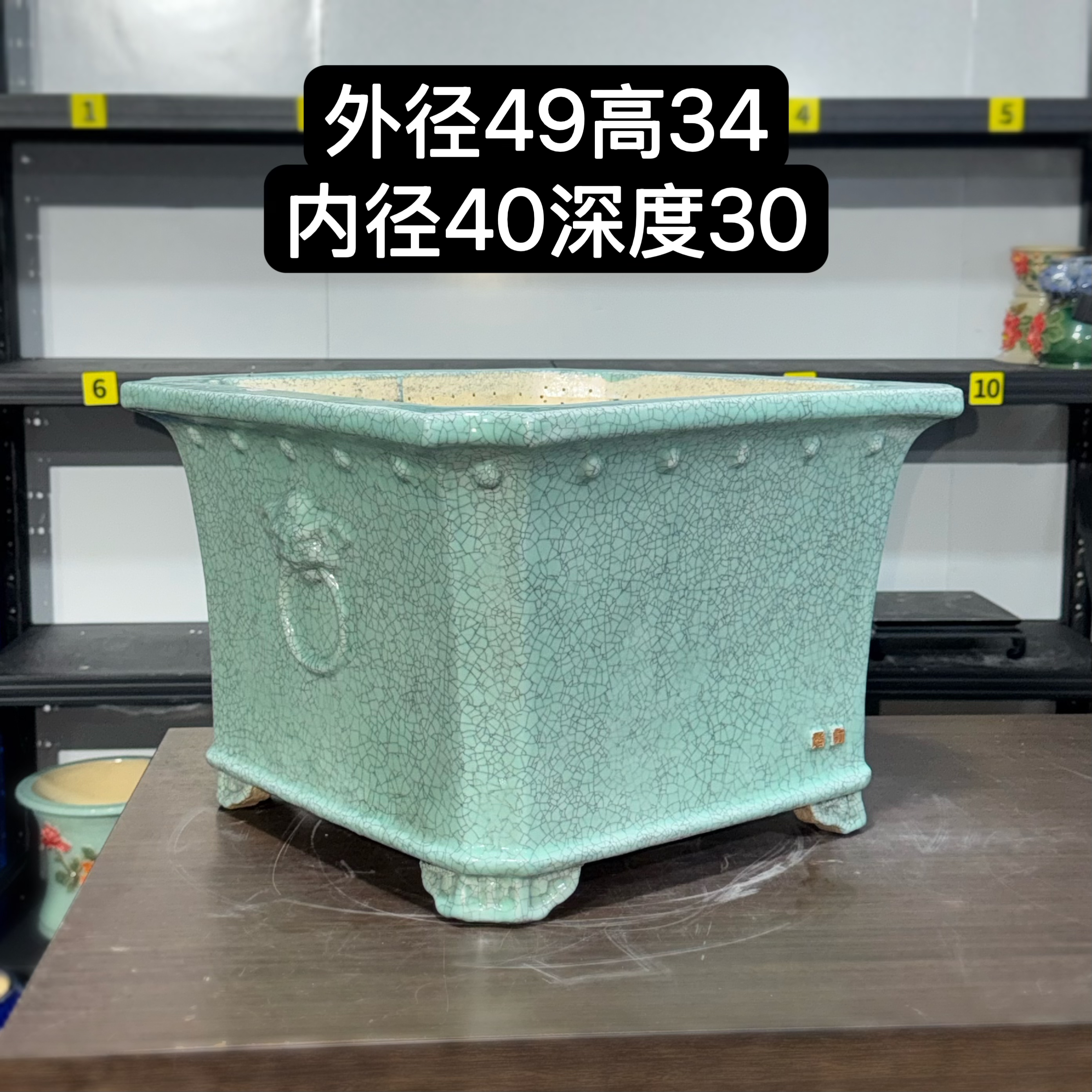 石湾盆大四方冰裂纹四方花盆适合盆景