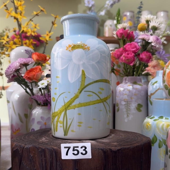 景德镇陶瓷手绘花瓶摆件无孔