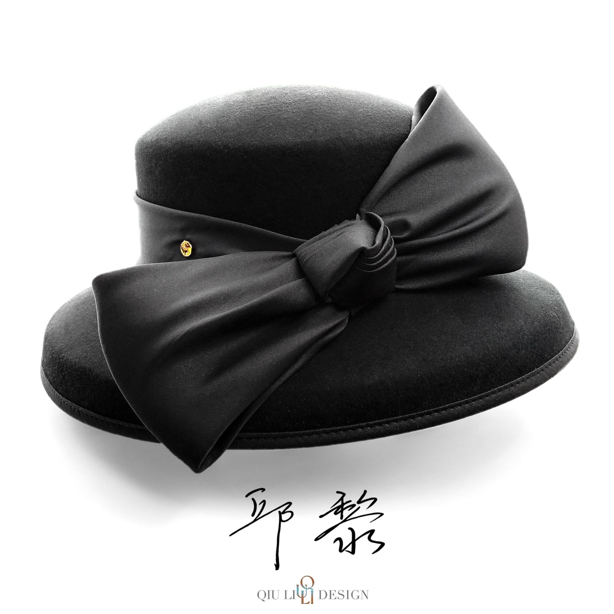  QIU LI ·  法式赫本风复古优雅大蝴蝶结羊毛帽  1d1878