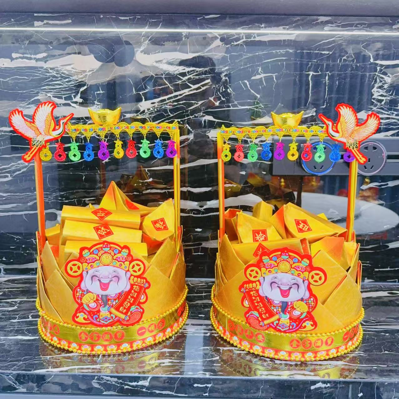 手工DIY小 金 篮 材料包一套配视频小圣蓝一对需自折中秋折塔