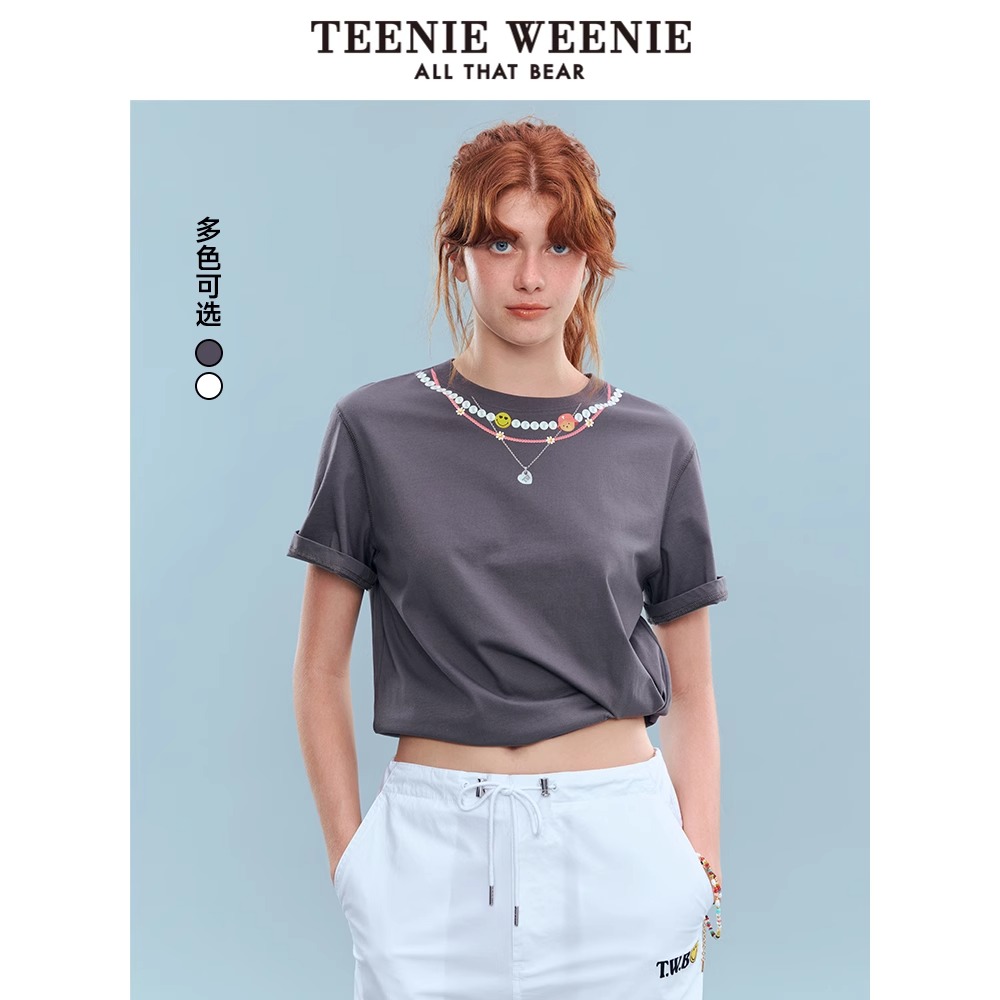 【smiley联名系列】TeenieWeenie小熊25宽松短袖T恤女装TTRW256641N