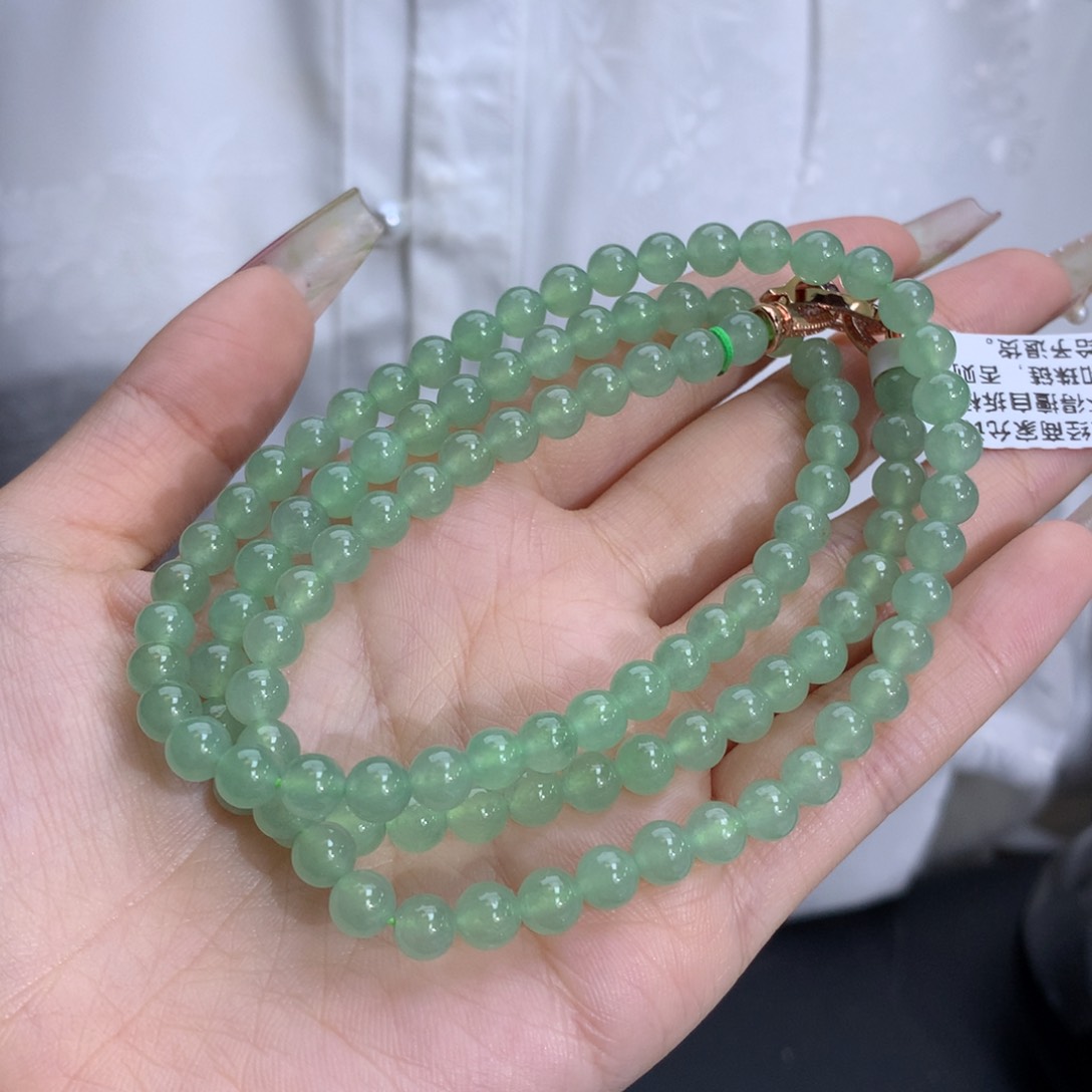 翡翠手链未镶嵌卡6.0冰胶葡萄绿