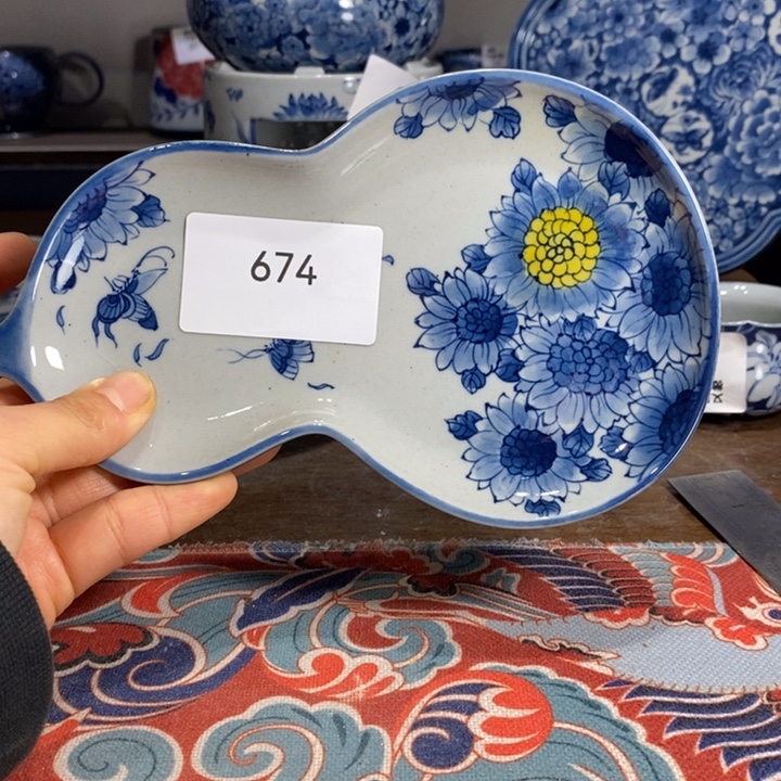 青花瓷景德镇手绘向日葵葫芦盘