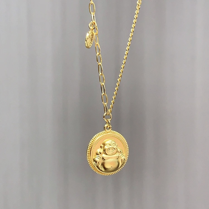 坠链均足银 弥勒佛项链7010