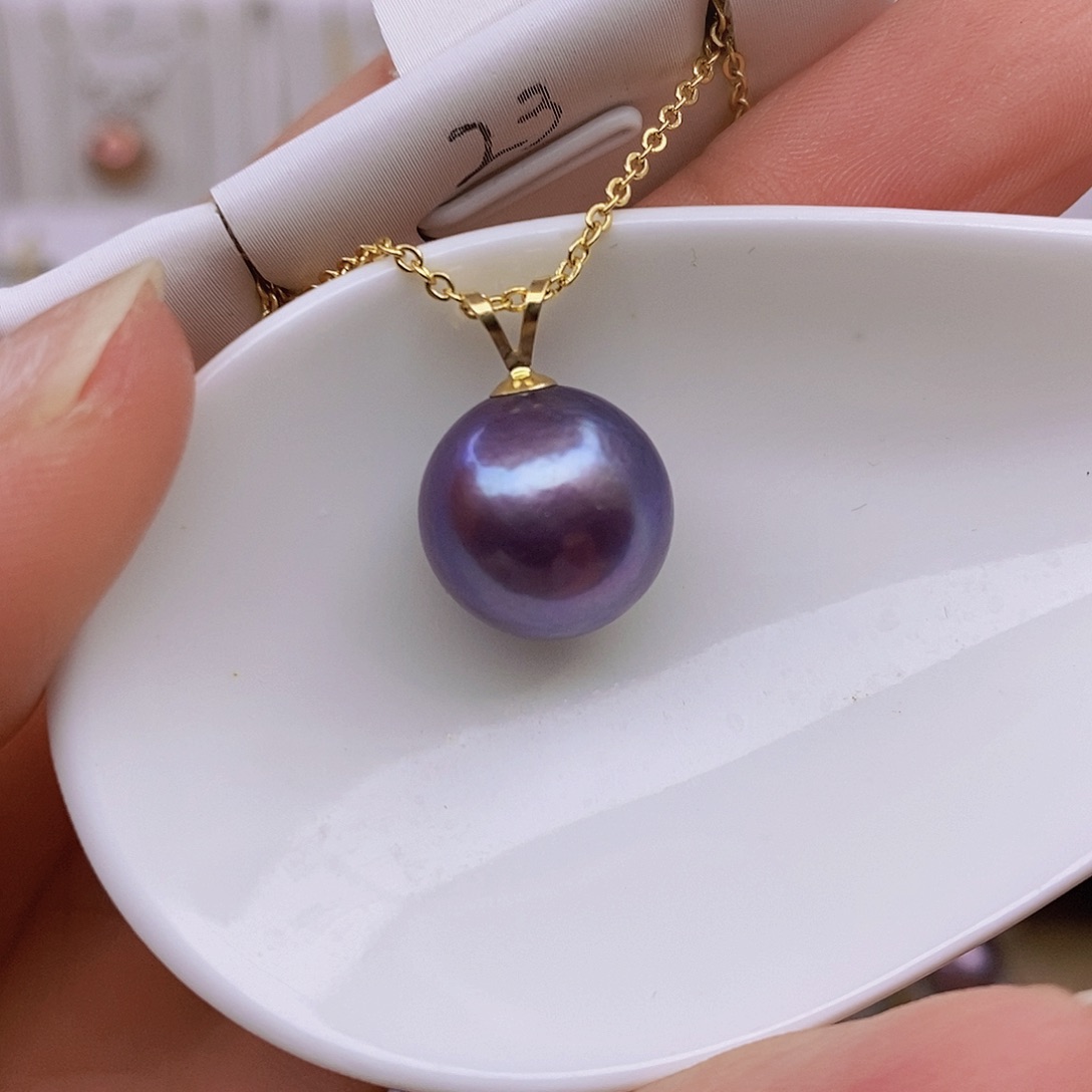 略***乐淡水珍珠18K金镶嵌吊坠(赠链)