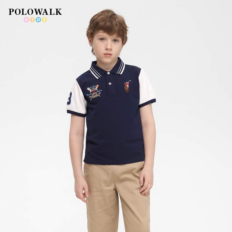 POLOWALK童装夏季新品舒适儿童休闲时尚男童短袖T恤APIW522F0321