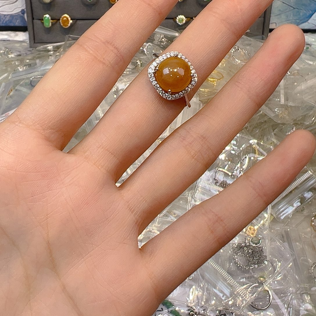 翡翠戒指银S925镶嵌翡翠