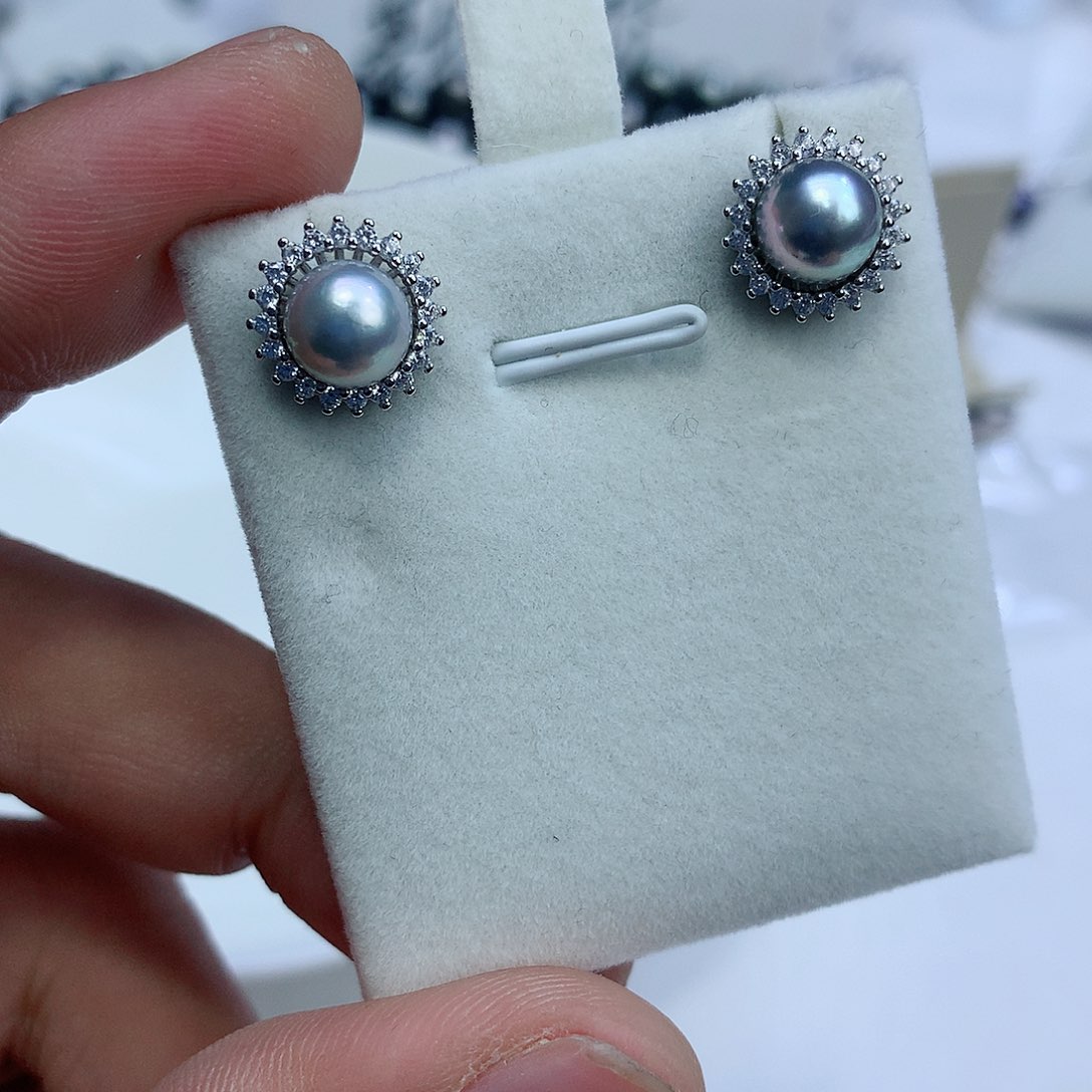 海水珍珠耳饰银S925镶嵌