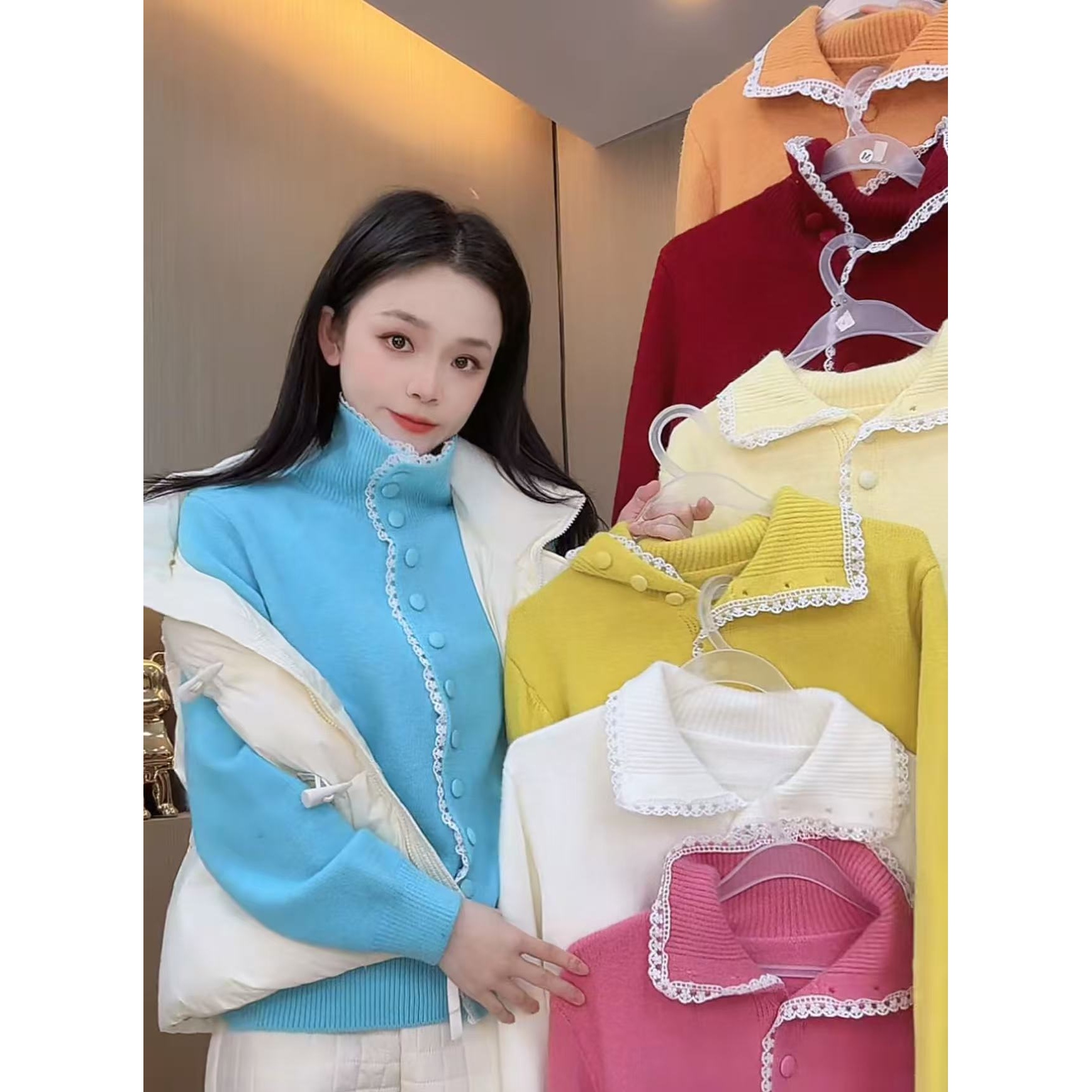 【秀宝女装】甜美风慵懒软糯百搭针织毛衣XB3647