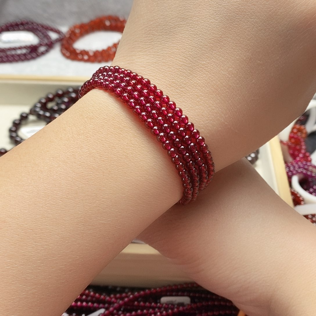 石榴石手链未镶嵌3.5mm四圈