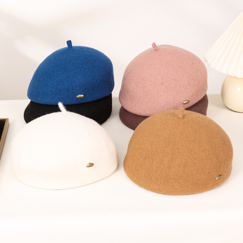 秋季纯色法式优雅羊毛贝雷帽韩系气质网红显脸小百搭画家帽