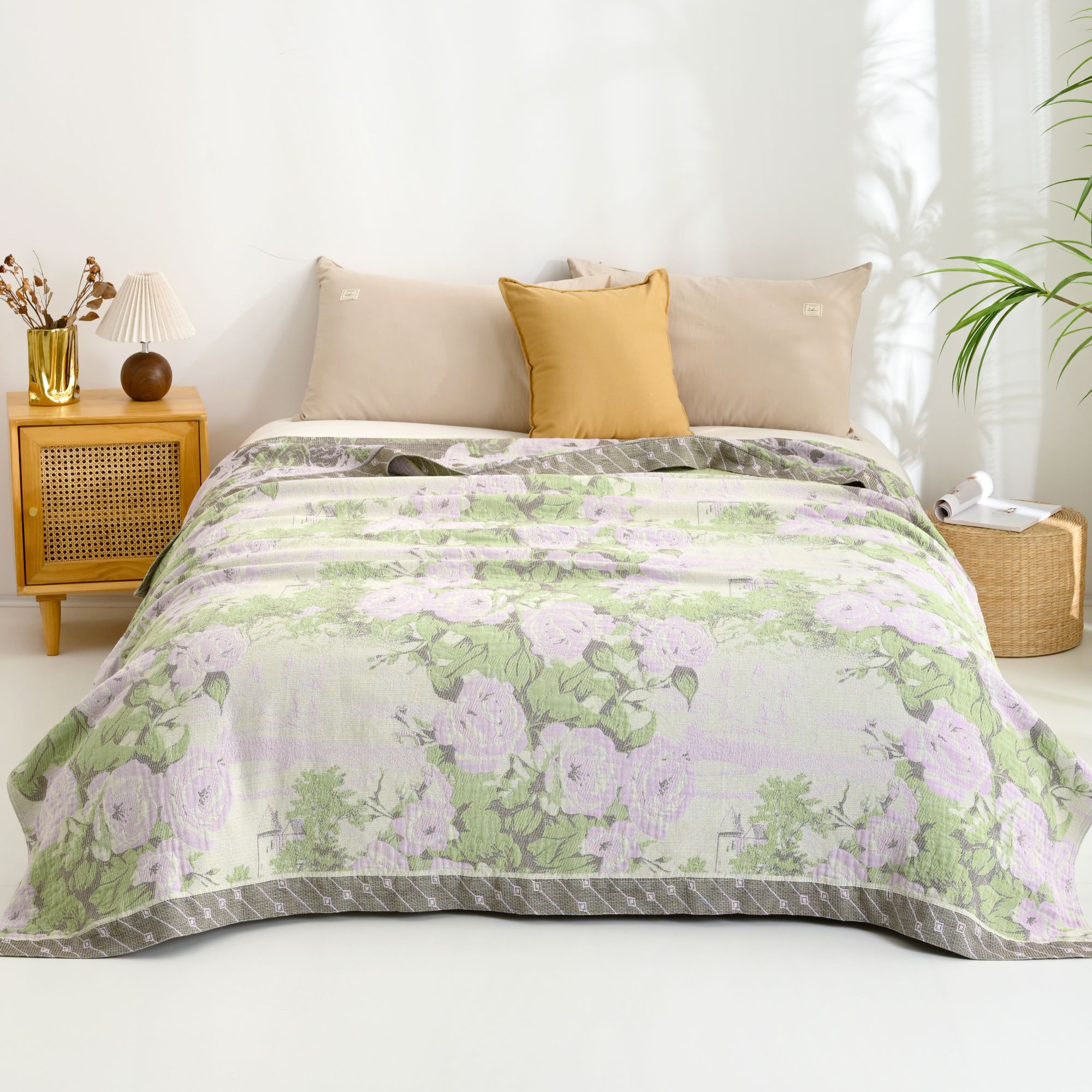 绿野仙踪-浅绿色罗布麻纱布床盖200*230cm