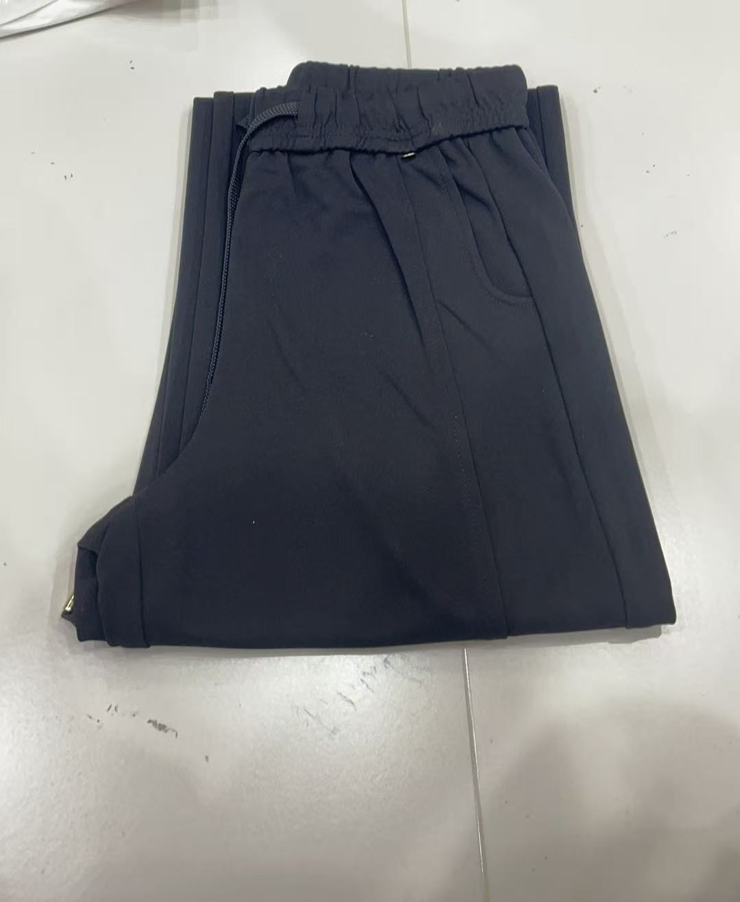 25008休闲运动风直筒裤亮片秋季透气简约女士松紧腰抽绳直筒裤