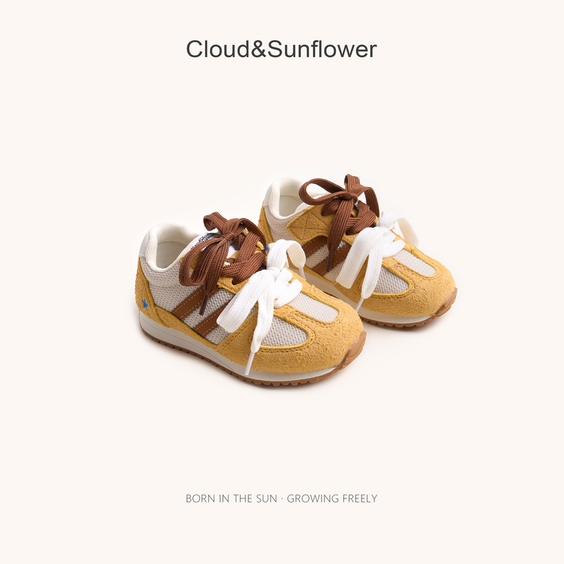 【云朵小葵】女童秋季新款条纹黄色休闲鞋2289