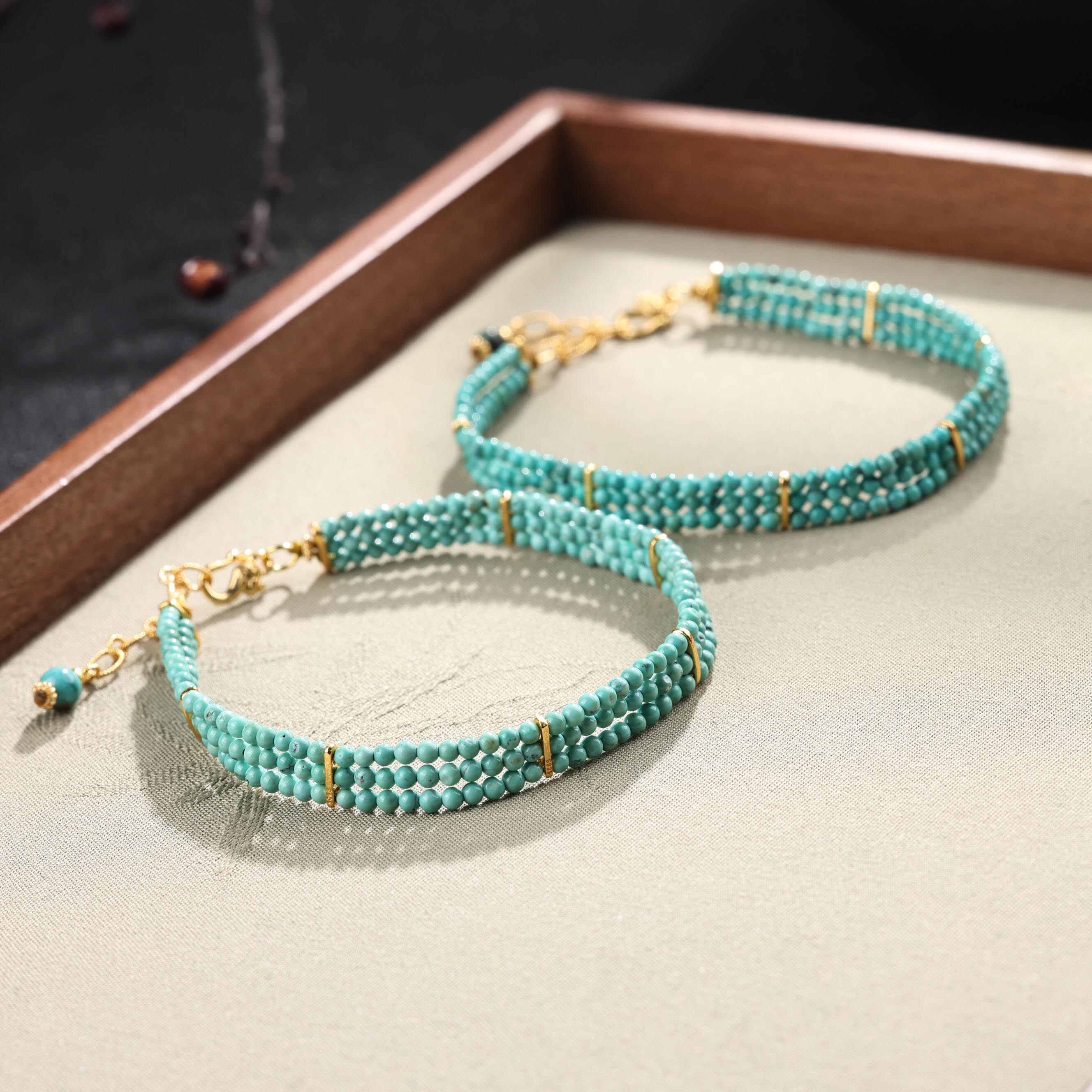 【举石严选】H1129-3793-0211绿松石手链（一件/多样性发/约2mm）O