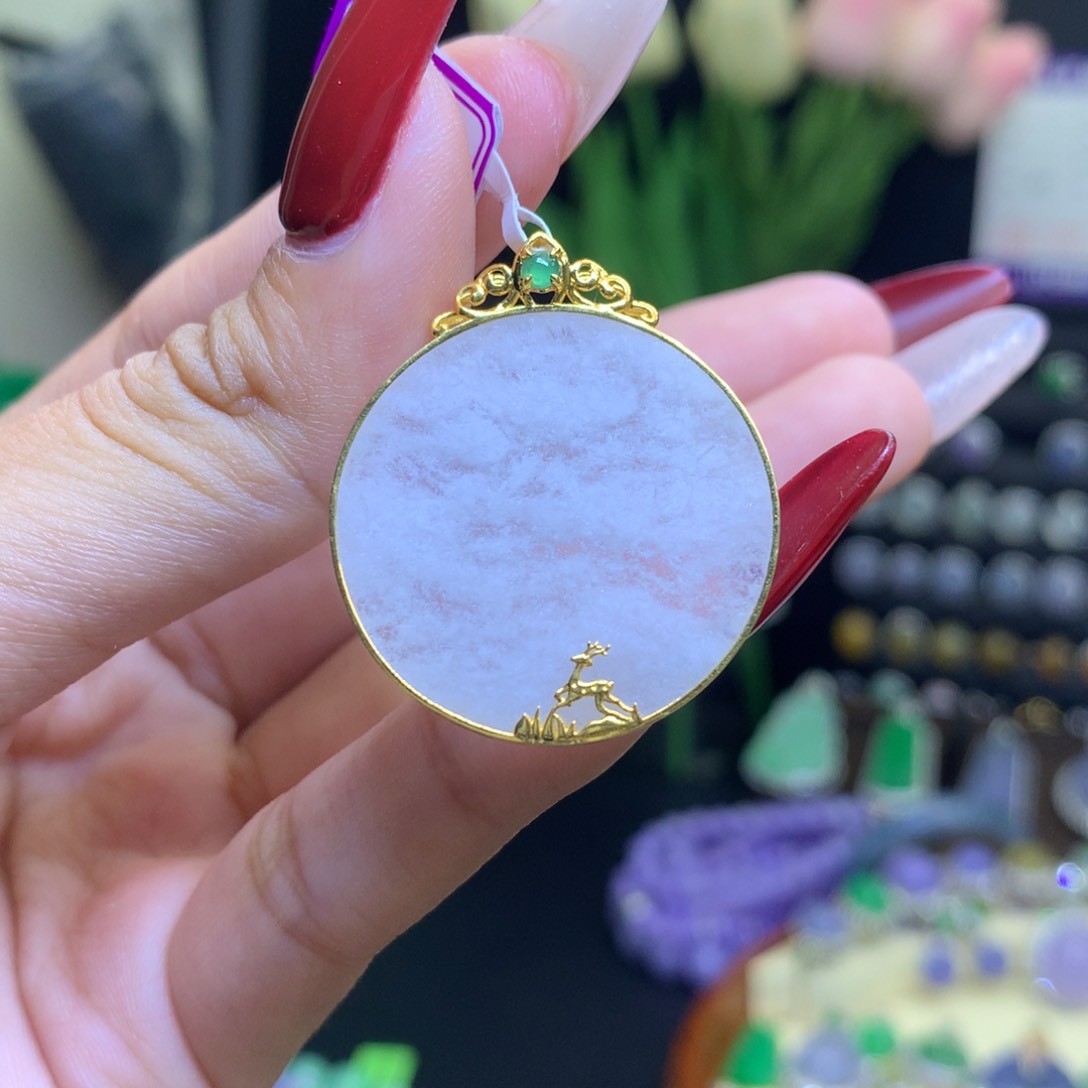 翡翠颈饰18K金镶嵌天然