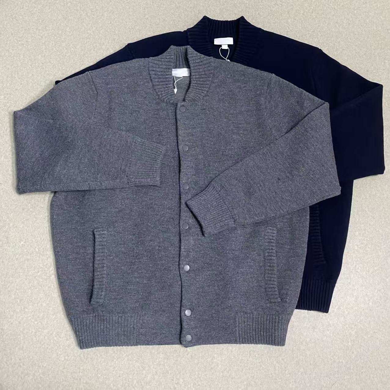 Sweet DD男士双色针织羊毛混纺开衫休闲毛衣