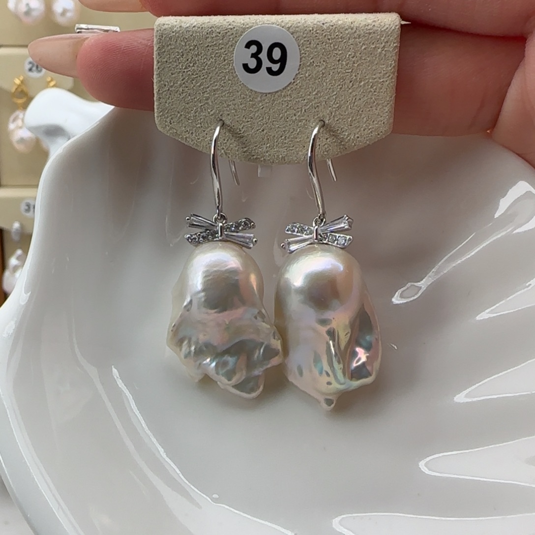 淡水珍珠耳饰银S925镶嵌