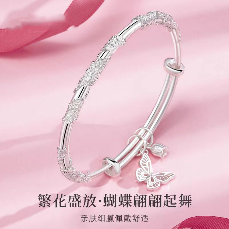 足银手镯 货号（0514）在逃公主推拉手镯