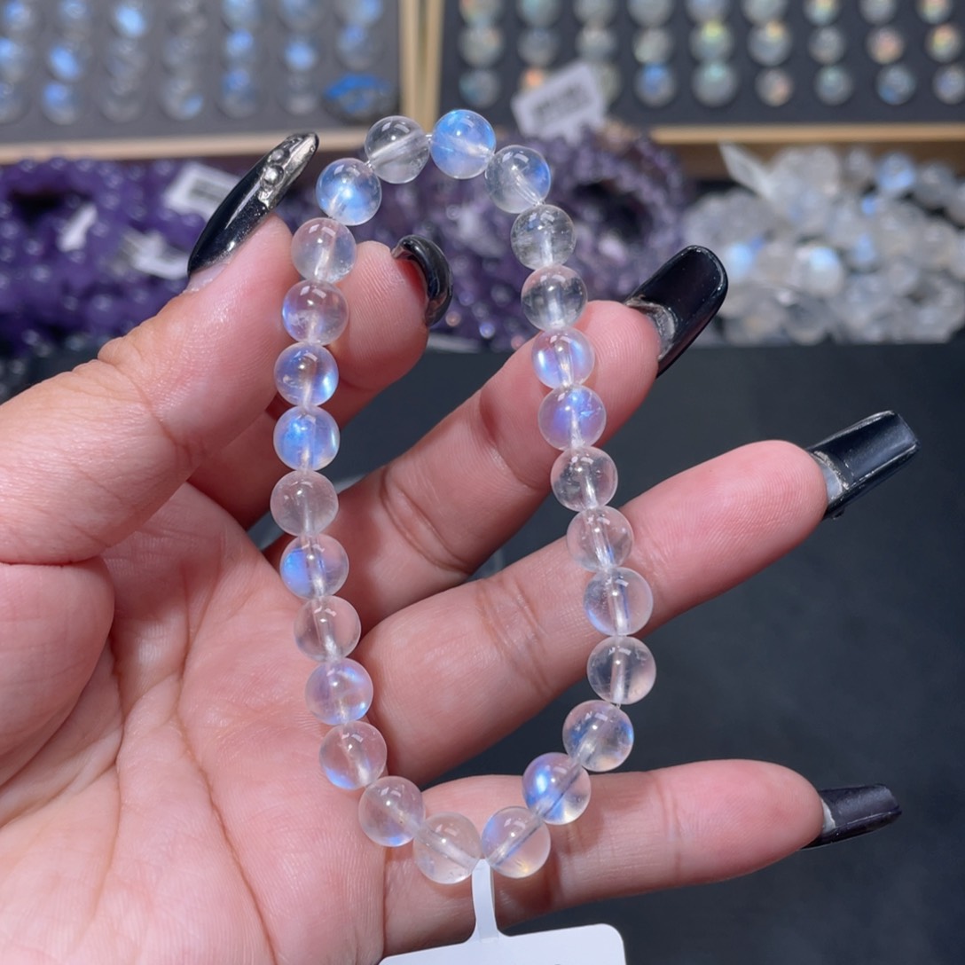 躺****手链未镶嵌长石蓝月光手链7mm