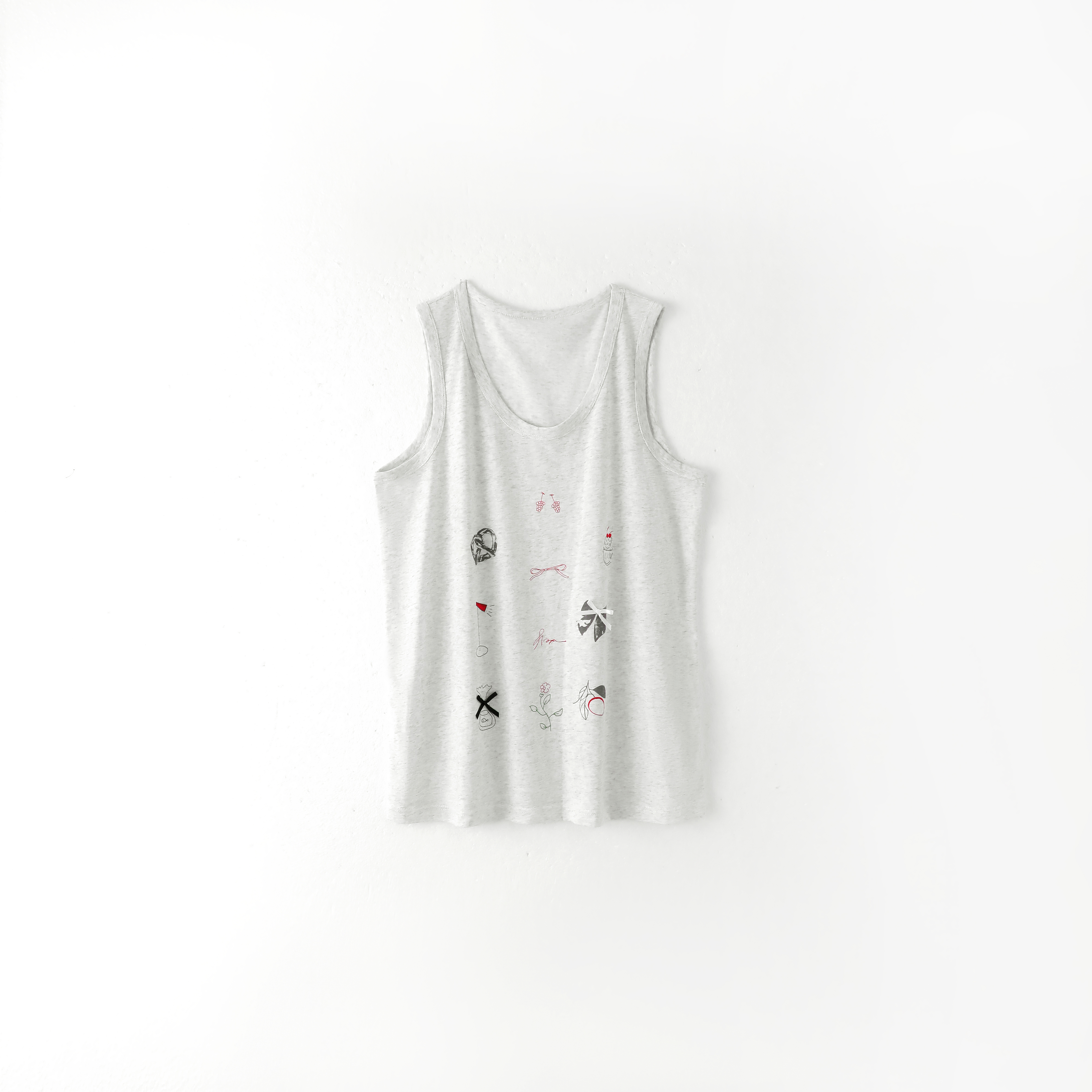 夏季新款小美好治愈系印花背心女休闲无袖上衣内搭打底-HX25A6572