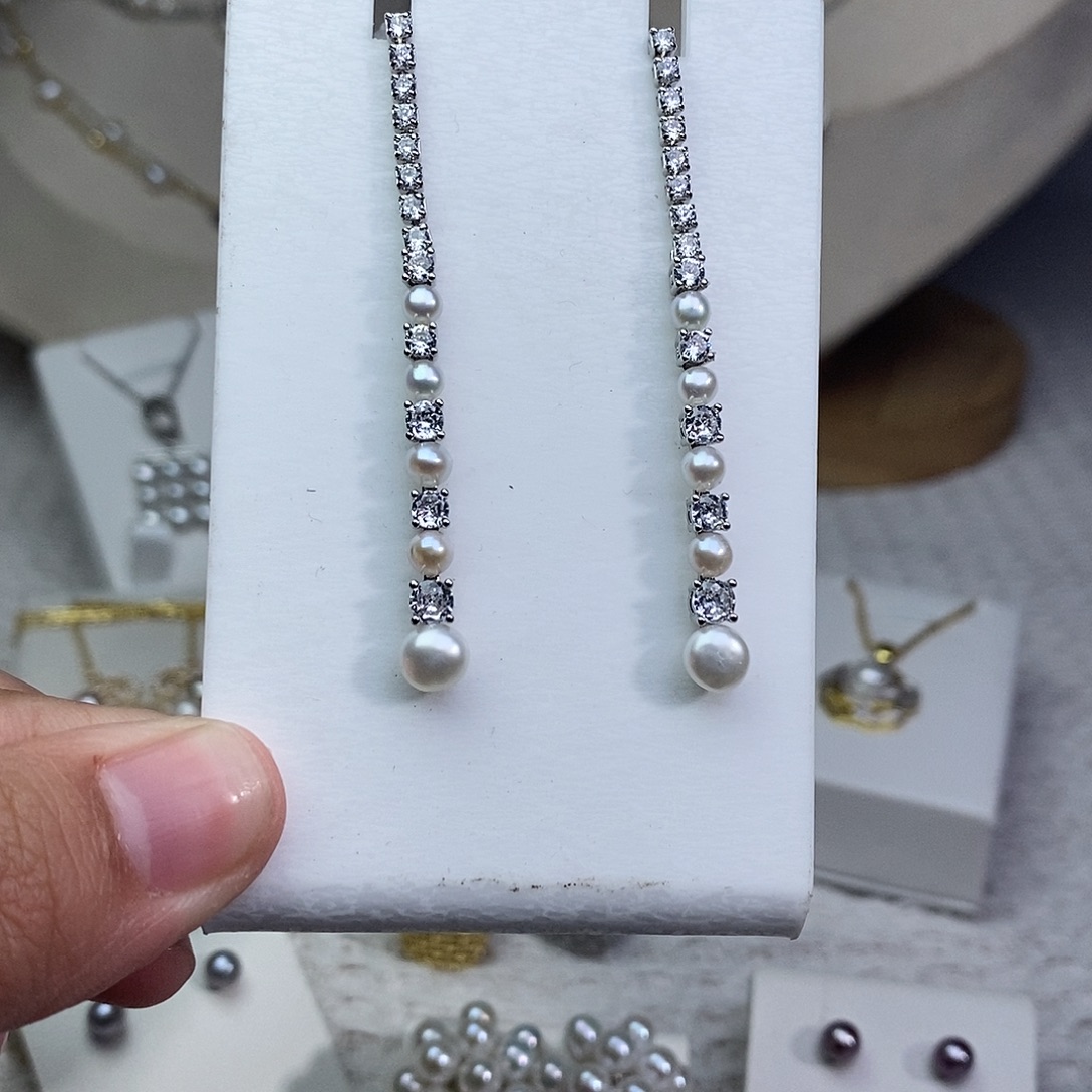 耳饰淡水珍珠银S925镶嵌