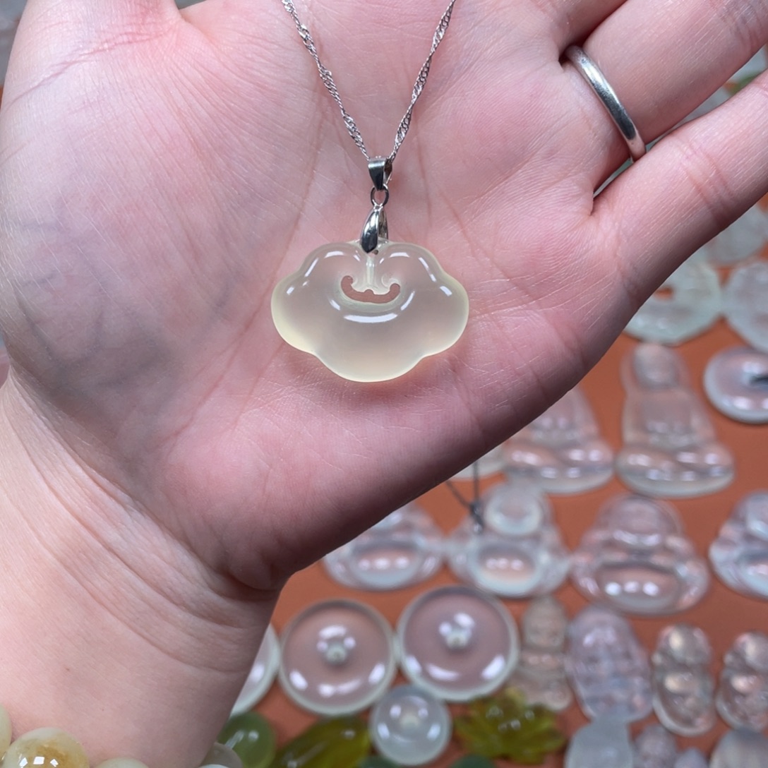 紫***啵蛇纹石玉银S925镶嵌颈饰