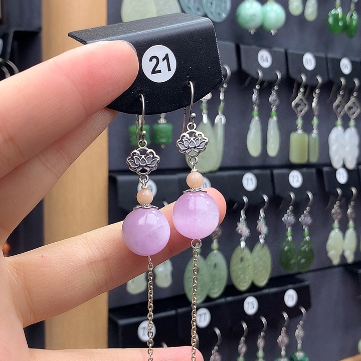 紫晶耳饰银S925镶嵌5555