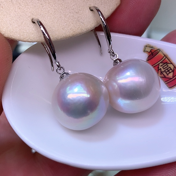 银S925镶嵌耳饰淡水珍珠